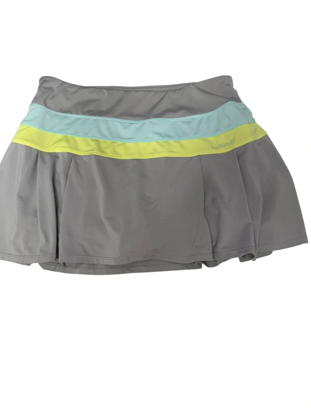 503 - Head Gray Athletic Skort with Mint and Neon Yellow Stripes Size Medium